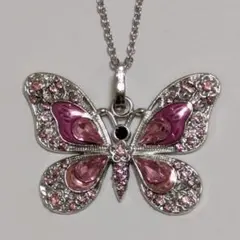 蝶々　ピンク　ブラック　ネックレス　フェアリーグランジ【在庫1】