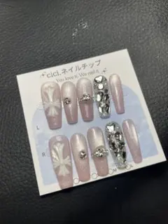 現品痛ネイルチップギャルロングサブカルつけ爪y2k地雷系クロムy2k