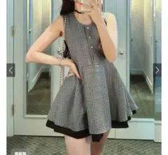 【GRL♡新品タグ付き】千鳥柄配色ペプラムトップス[ta159] Mサイズ
