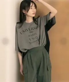 BLANC basque●麻混 ロゴ ブラウス ゆったりめ