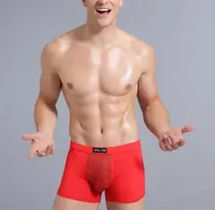 メンズ　健康下着　磁気入り　下半身パワーアップ　ボクサーパンツ　赤　5XL