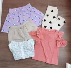 キッズ キュロットスカート ハーフパンツ トップス5点セットのサムネイル