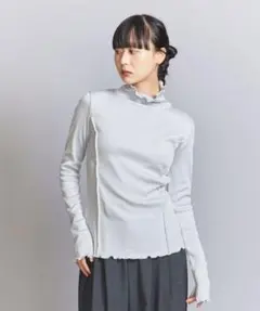 美品 BEAUTY&YOUTH メローステッチ タートルネック カットソー