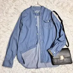 ビームスハート ノーカラーデニムシャツ BEAMS HEART