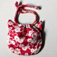 ネコ耳巾着 ハンドメイド 和柄