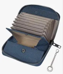 新品✨本革 カードケース 小銭入れ YKKファスナー ネイビー ミニ財布