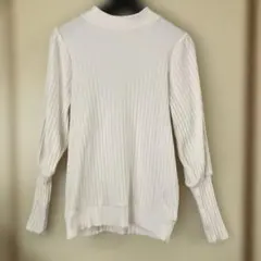 r.p.s ホワイト リブ編み ハイネック 長袖トップス