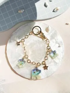 イエロー系海の星バッグチャーム レジン ハンドメイド 黄色 オレンジ