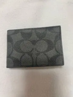 COACH レザー カードケース 名刺入れ シグネチャー 黒のサムネイル