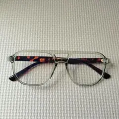 【新品未使用】ツーブリッジ★ダブルブリッジ★クリアフレーム★スクエア★度なし