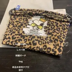 Ball&Chain スヌーピー刺繍ポーチレオパード柄 新品タグ付、袋付のサムネイル