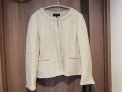 INDIVI アイボリー ノーカラージャケット(クリーニング済み)