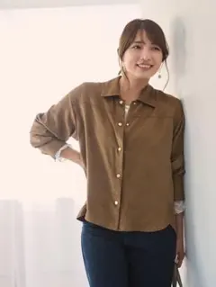 スウェードライクライトシャツジャケット　 ¥16,500 COHINA コヒナ