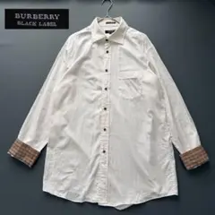 美品✨バーバリーブラックレーベル メンズ L 白シャツ 長袖 ノバチェック　 L
