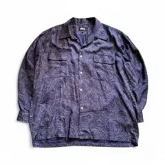 【80S 】STUSSY 黒タグ　総柄シャツ
