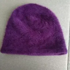 アンゴラ　紫ニット帽