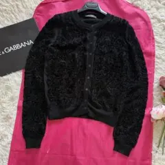 【美品】DOLCE&GABBANA ゴブラン織カーディガン ブラック 40のサムネイル