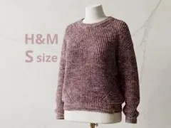 H&M ニット レディース S 赤 ミックスニット セーター　スプリングニット