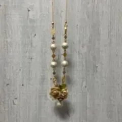 コットンパール薔薇　ネックレス ピアス セット