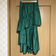 グリーン ティアードロングスカート