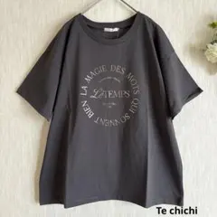 新品　サークル箔ロゴプリントTシャツ　テチチ　チャコールのサムネイル