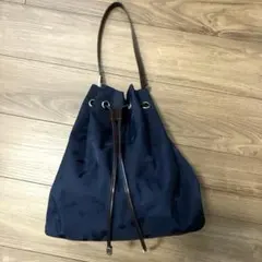 アニエスベー ボヤージュロゴ総柄 ショルダーバッグ ネイビー