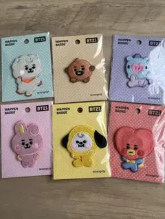 BT21 刺繍ワッペン 6種セット 公式 BTS 安全ピン付 未使用