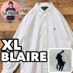 ラルフローレン BLAIRE XL 白 BDシャツ ポニー刺繍 オーバーサイズ