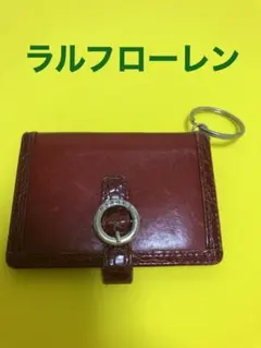 ラルフローレン　レザー製赤パスケース・キーホルダー付き