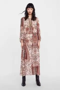 【新品タグ付き】ZARA ペイズリーロングワンピ