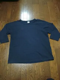 Champion　T1011 七分袖　XL　ネイビー　MADE IN USA