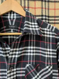 超人気ブラックカラー×フルノバチェック　長袖シャツ　厚手シャツ　ナイト刺繍入り