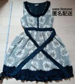 【激レア】axes femme　花柄ノースリーブワンピース ひざ丈 紺色　訳あり