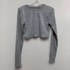 長袖 クロップド丈 トップス グレーのサムネイル