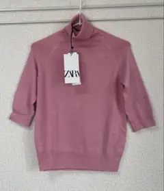 【専用】ZARA ピンク 半袖タートルネックニット S