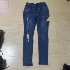 ダメージ加工 スキニーデニム ダークブルー INGNI