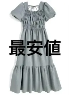 新品タグ付き　フクレストライプバックリボンシャーリング　ワンピース[tg826]