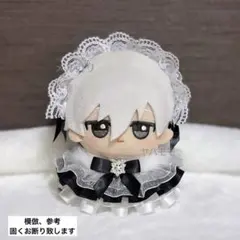 ぬい服 サテンフリルドレス ヘッドドレスセット スノーブラック ちびぐるみのサムネイル