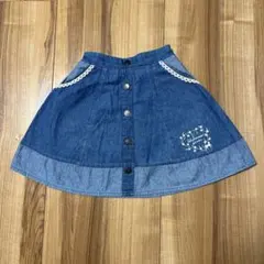 アクシーズファムキッズ スカート 130 インナーパンツ付き デニム風 刺繍のサムネイル