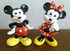 ◆DISNEY◆ミッキー＆ミニー　陶器置き物　レトロ