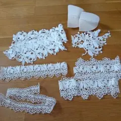 ホワイト花柄ケミカルレーストリムセット
