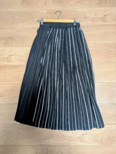 PAGEBOY プリーツロングスカート 黒と白のストライプ F