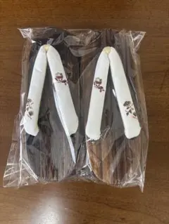 未使用 木製草履 花柄刺繍