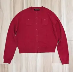 【美品】CABaN コットンカシミヤ クルーネックカーディガン 赤