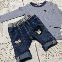 美品☆ミキハウスダブルビー☆トップス　デニムパンツ☆70