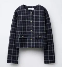 ZARA ブークレジャケット ネイビーブルー XS | Mercari