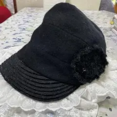 ブラック フラワー装飾 バケットハット