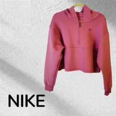 NIKE ピンク クロップドパーカー　ハーフジップ