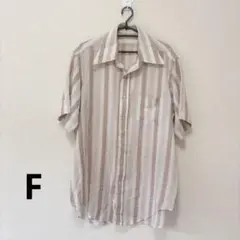 ストライプ柄 半袖シャツ 開襟シャツ ベージュ系