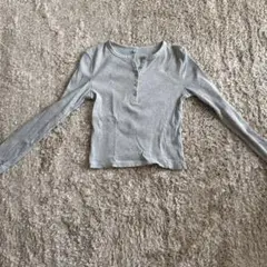 UNIQLO グレー ヘンリーネック Tシャツ S